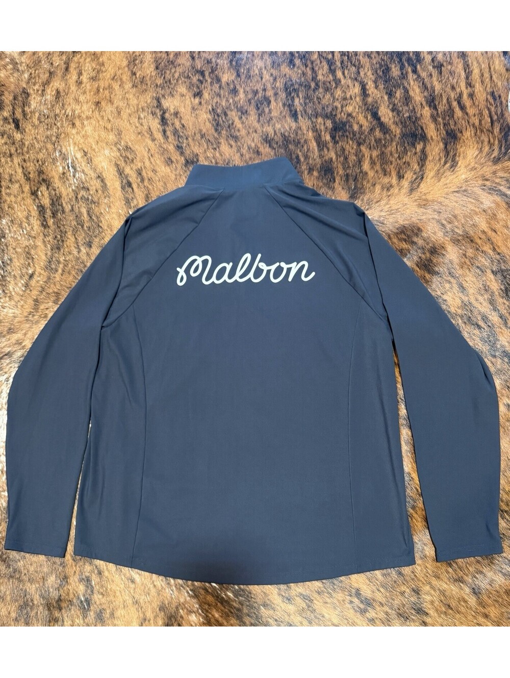 Malbon Golf Pullover Performance 1/4 Quarter Zip Sz Large Black Script Logo NWOT